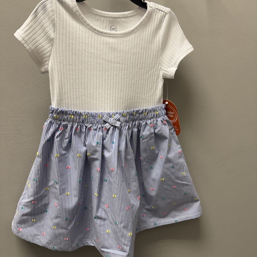 NWT Wonder Nation Toddler Girls Poplin Dress Blue Size 4T